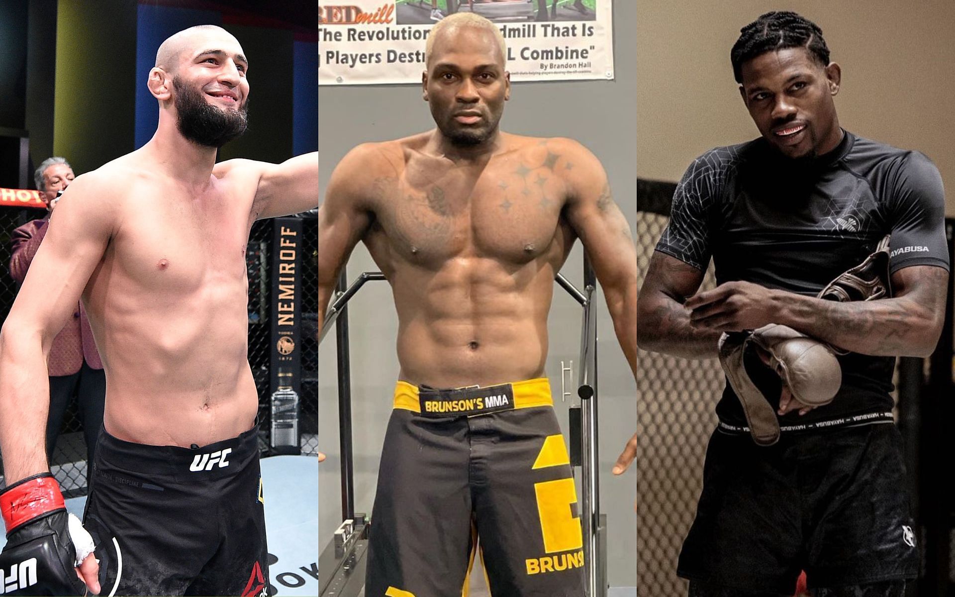 Khamzat Chimaev (left) Derek Brunson (center) Kevin Holland (right) (image courtesy @derekbrunson @trailblaze2top Instagram)