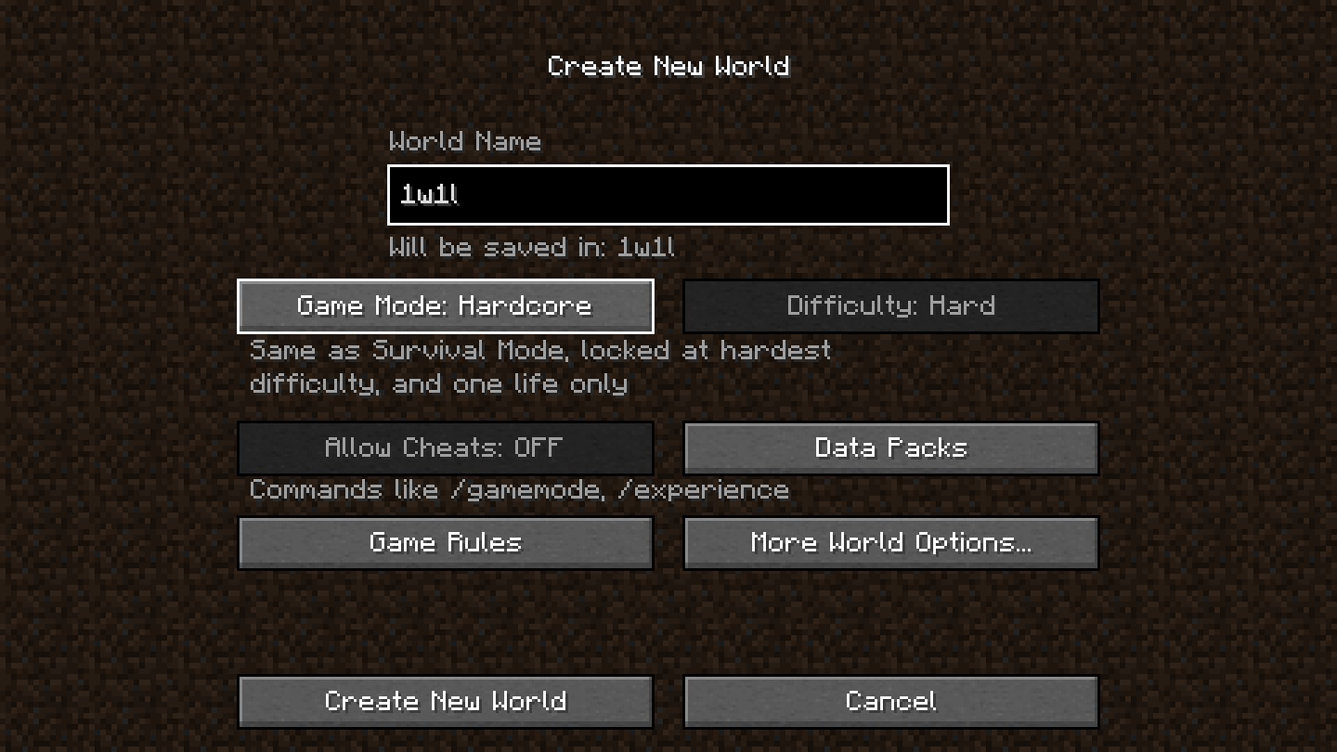 Players only have one life to survive in hardcore mode (Image via Mojang)