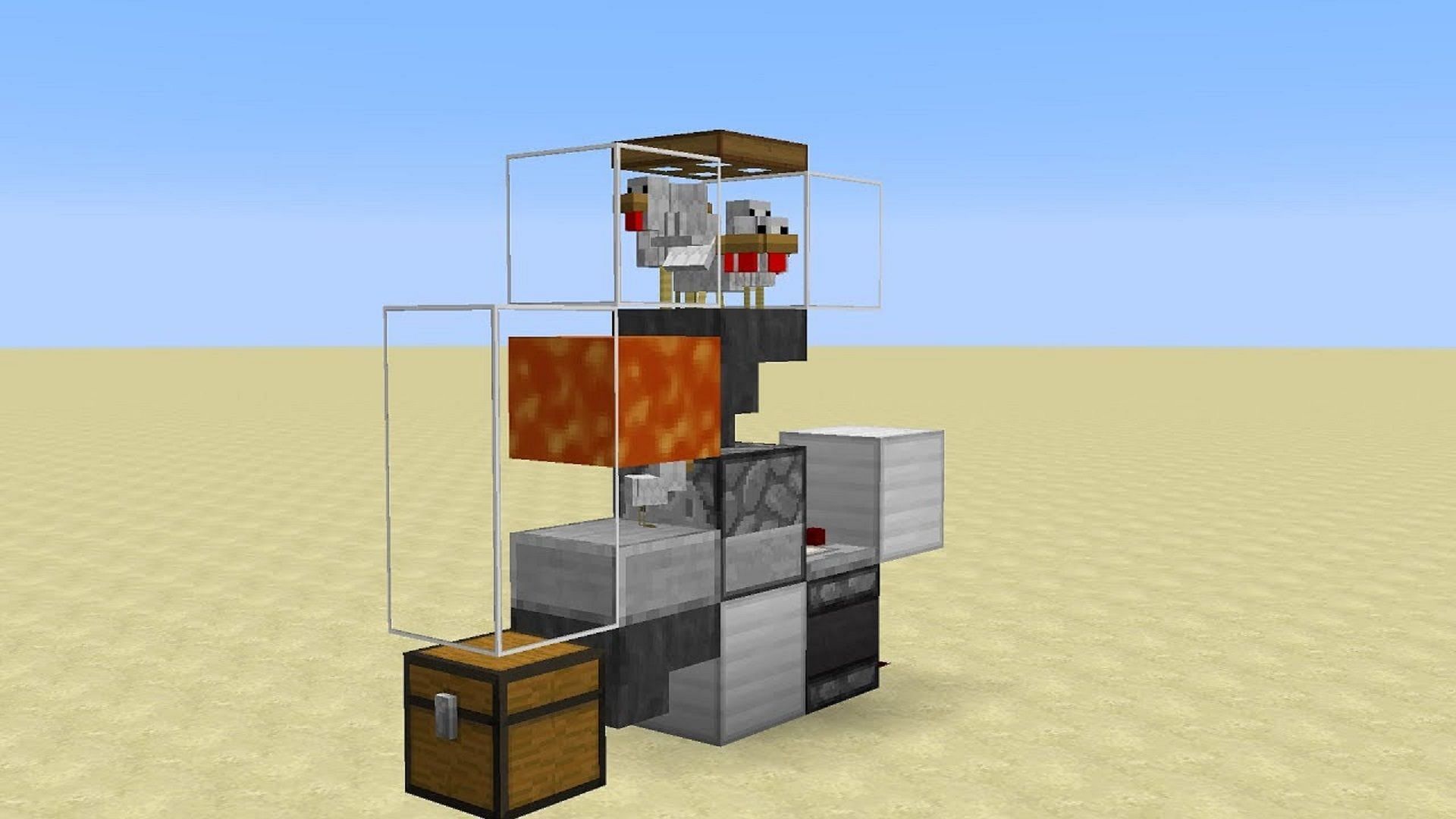 A smaller-scale automatic chicken farm in Minecraft (Image via Benry/YouTube)