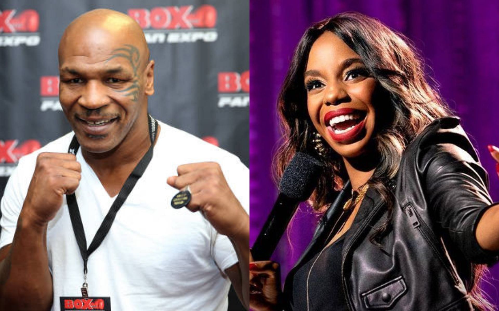 Mike Tyson (left) and London Hughes (right) (Image credits Getty Images and @thelondonhughes on Twitter)