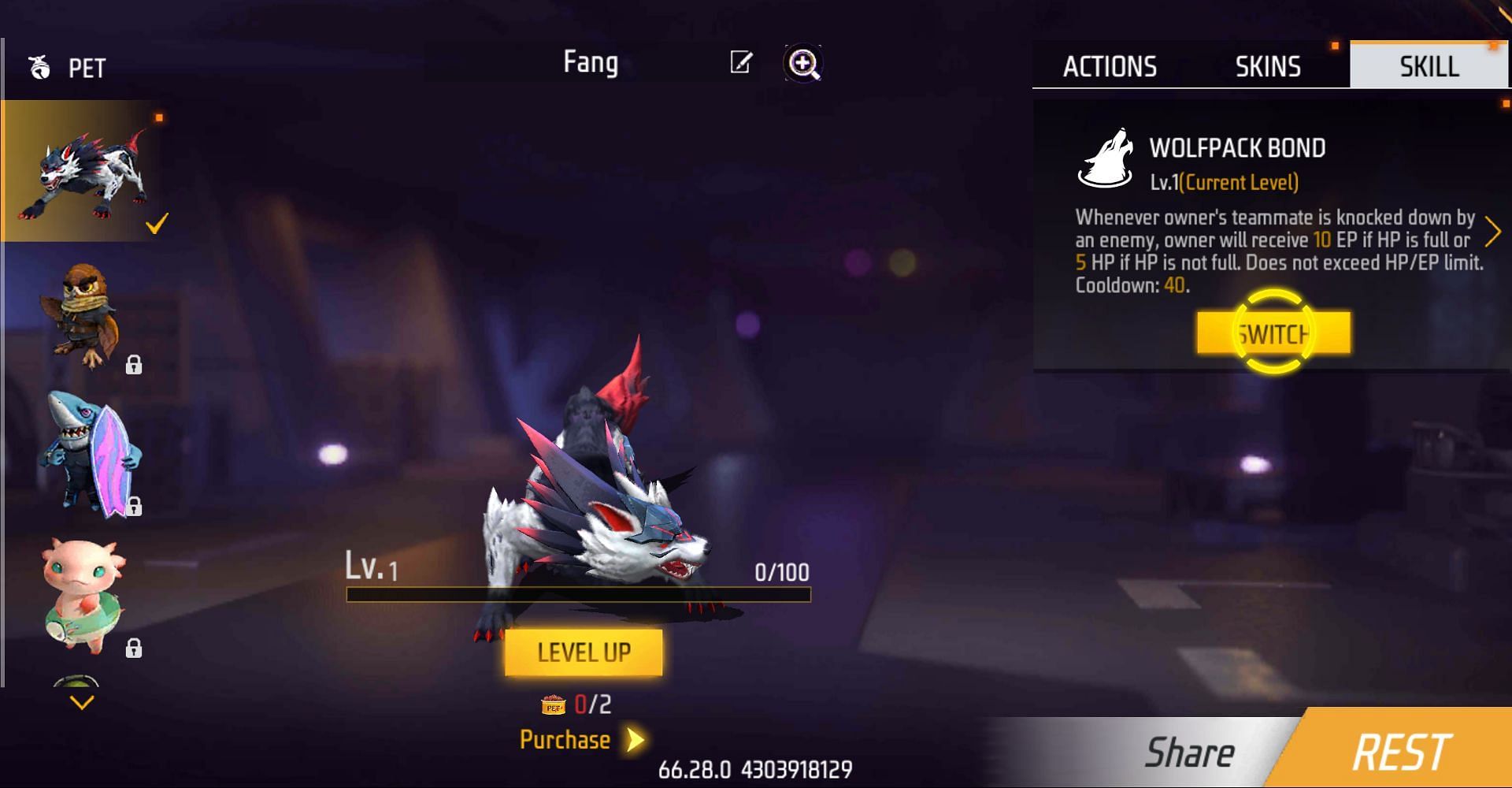 New Fang has Wolfpack Bond ability (Image via Garena)