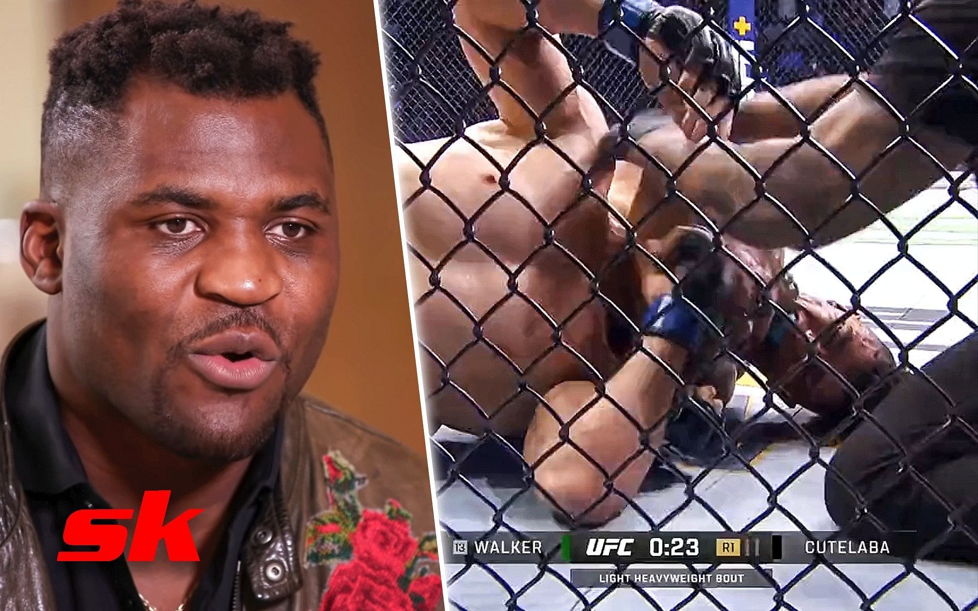 Francis Ngannou reacts to Johnny Walker vs. Ion Cutelaba [Image credits: @ufc on Twitter and UFC