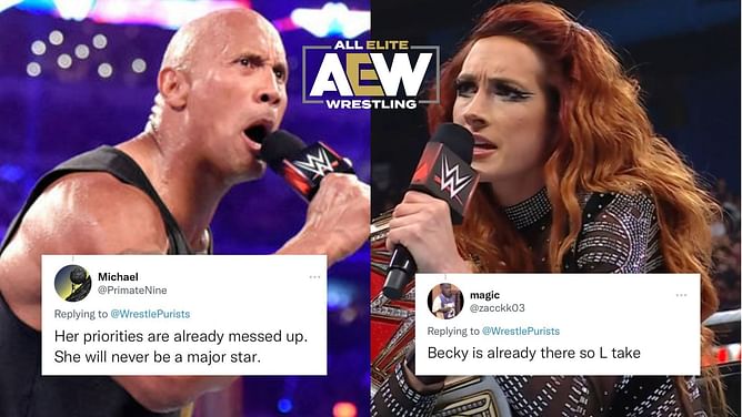 "Becky is already there so L take" - Wrestling fans poke fun at top AEW star's comments about her aspiring to be like the female version of WWE Legend The Rock