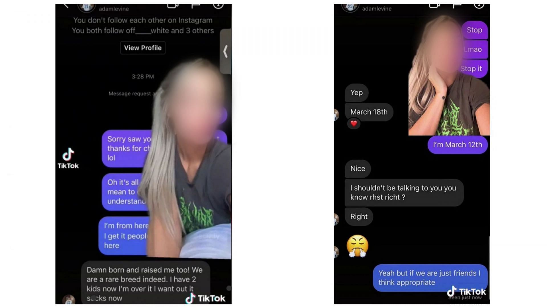 Shots from the TikTok video (Face and TikTok handle blurred upon request for anonymity) (Image via Sportskeeda)
