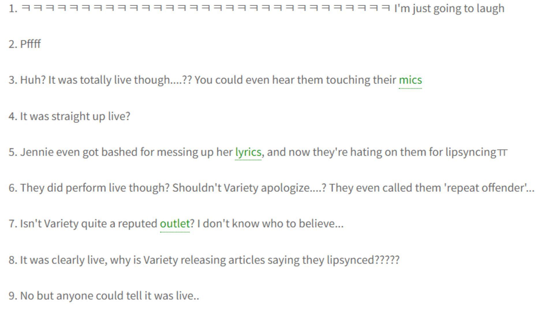 South Korean netizens&#039; comment on Variety&#039;s article (Image via pannchoa)