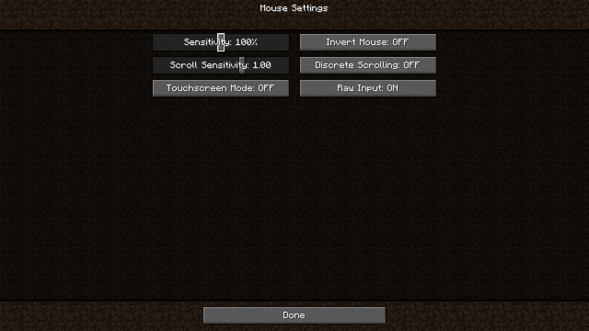 Mouse sensitivity can either be tweaked in-game or from device settings (Image via Mojang)