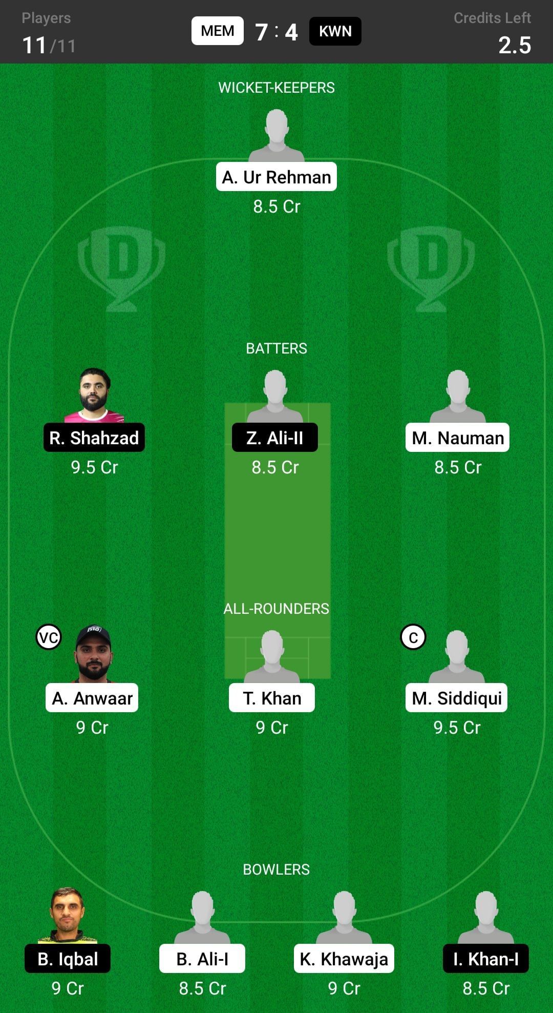 Mideast Metals vs Karwan CC Grand League Team