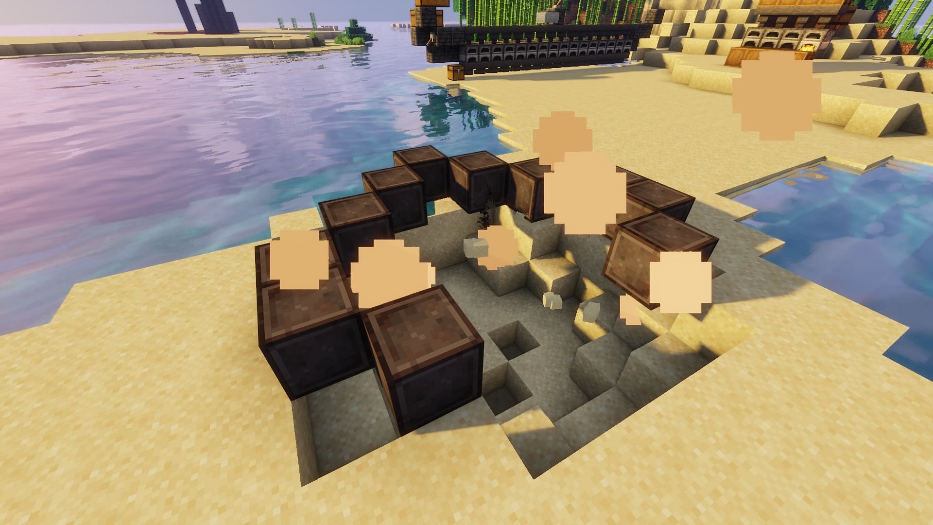 Blocks of netherite surviving a TNT explosion (Image via Minecraft)