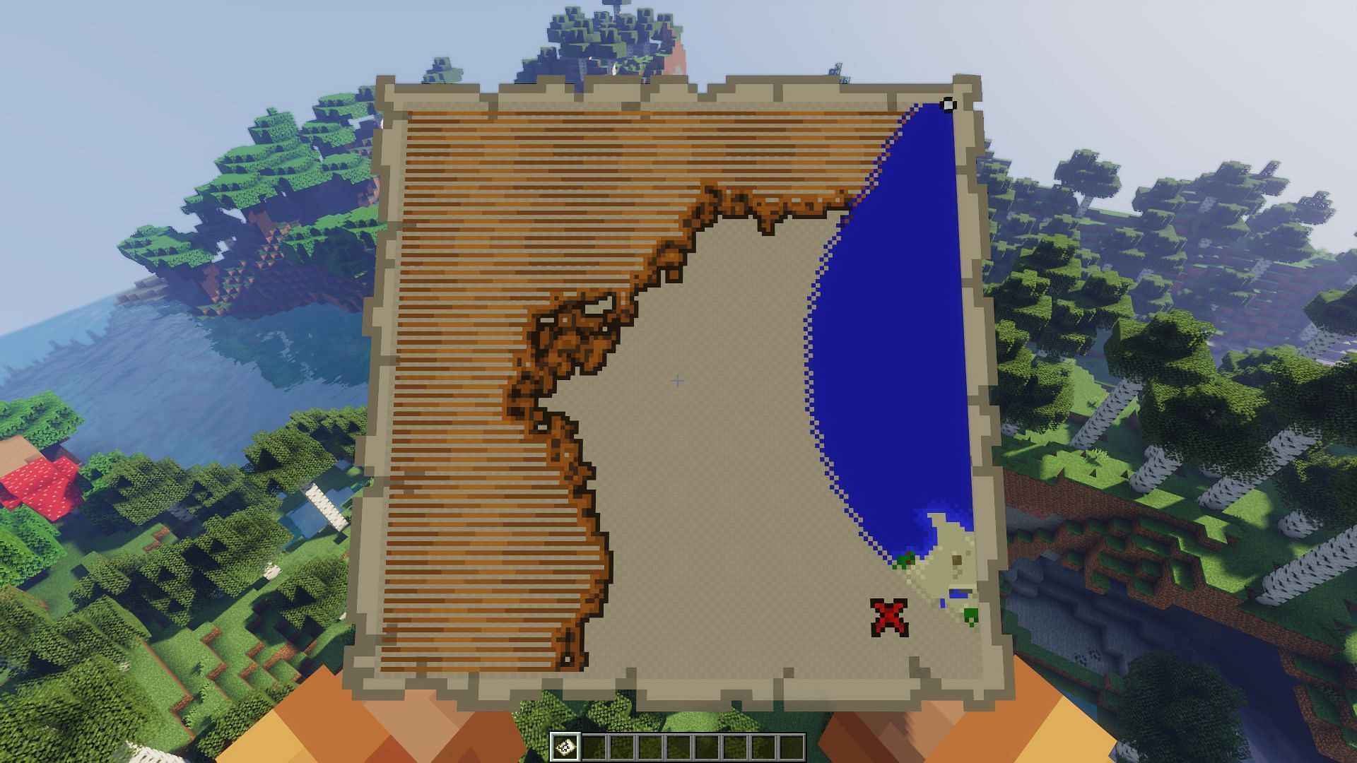The player&#039;s position dot being tiny due to their distance (Image via Minecraft)