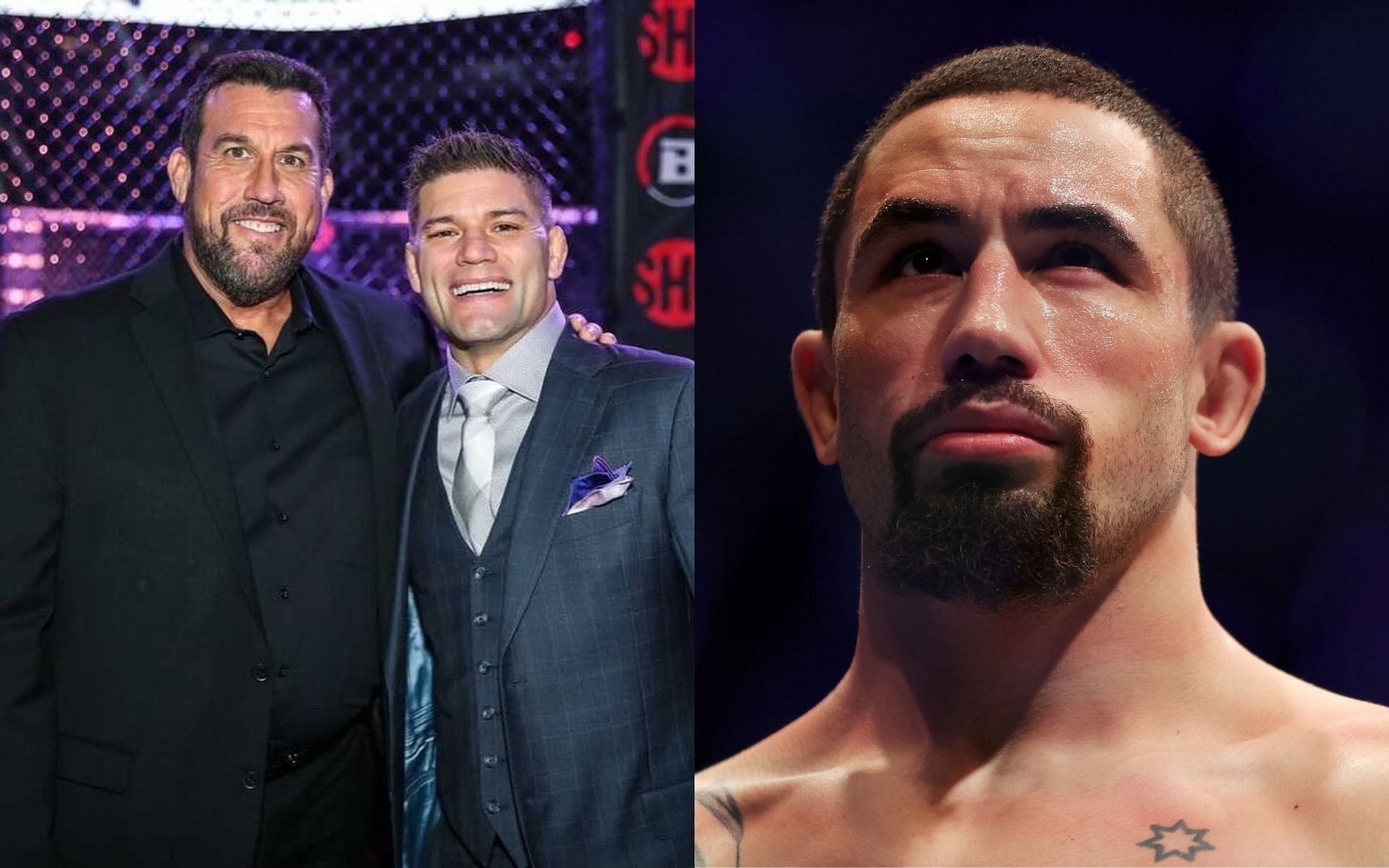 John McCarthy and Josh Thomson (left, image courtesy of @therealpunk Instagram); Robert Whittaker (right, image courtesy of Getty)