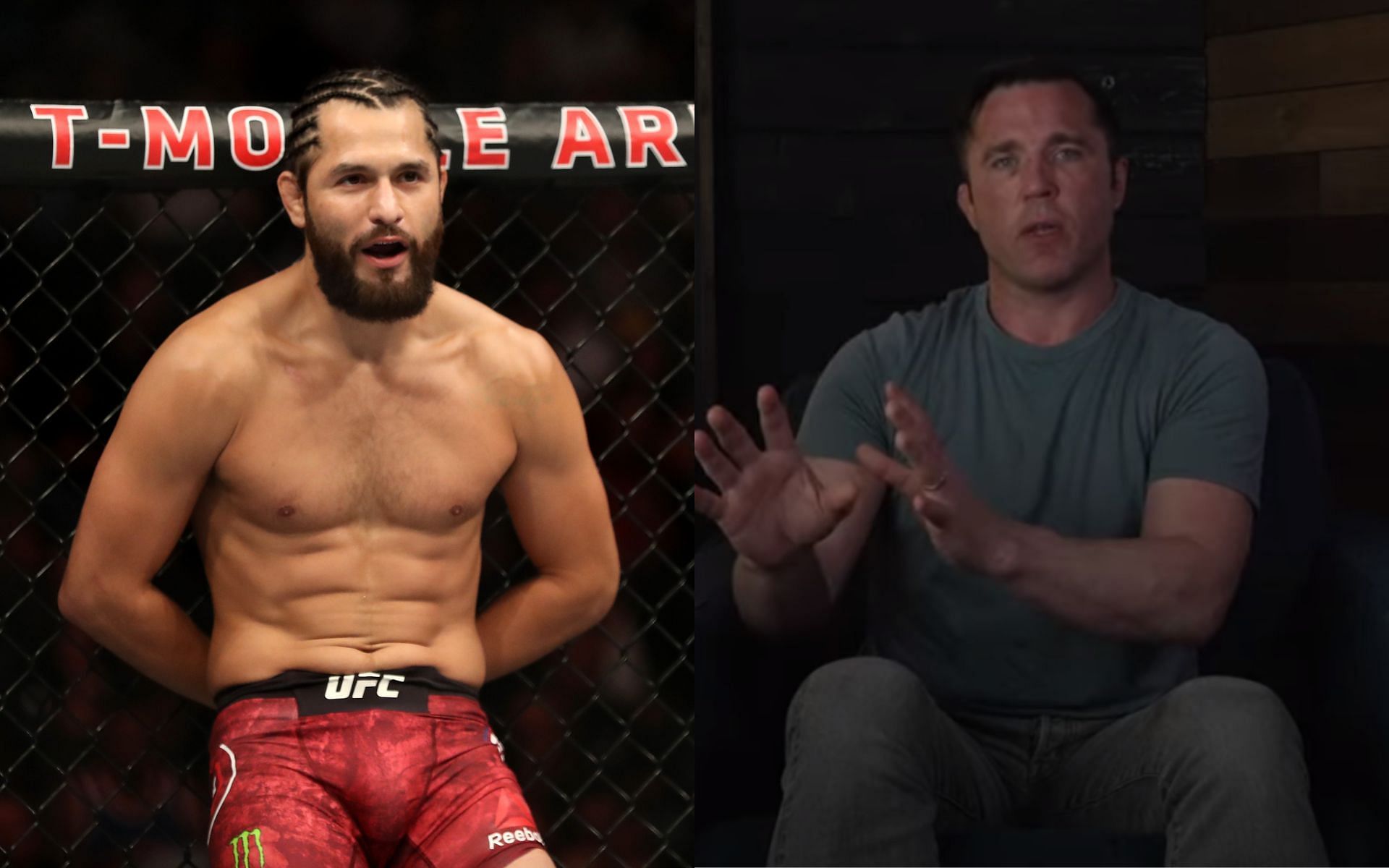 Jorge Masvidal (left, image courtesy of Getty); Chael Sonnen (right, image courtesy of Chael Sonnen YouTube channel)