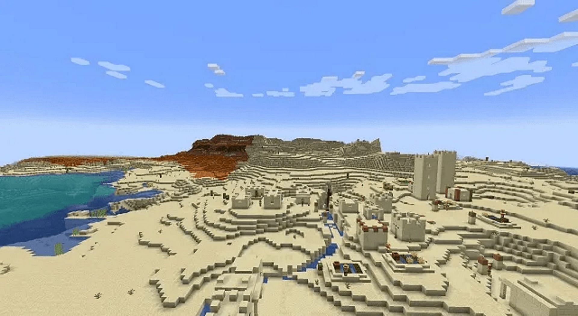 This seed may start in a desert, but it has plenty to offer (Image via Mojang)