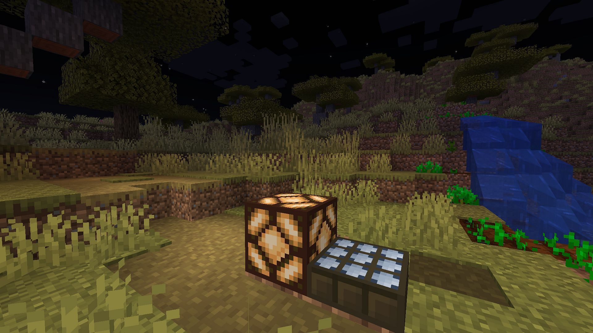 Redstone lamp can automatically light up at night with a daylight sensor in Minecraft (Image via Mojang)