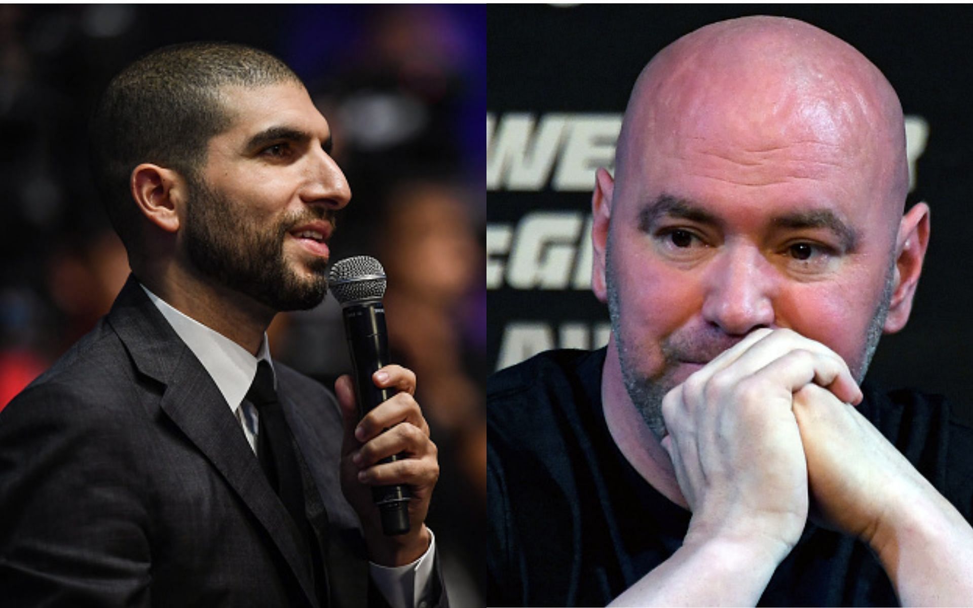 Ariel Helwani (left) and Dana White (right)(Images via Getty)
