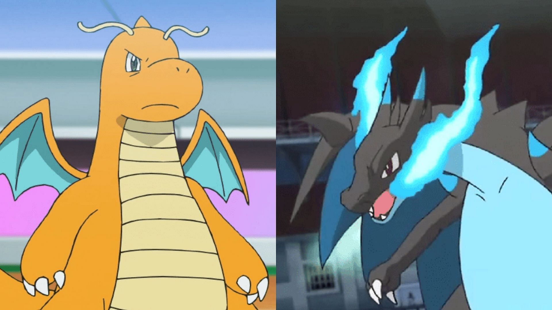 Dragonite and Mega Charizard X are both heavyweight Dragon-type Pokemon (Image via The Pokemon Company)