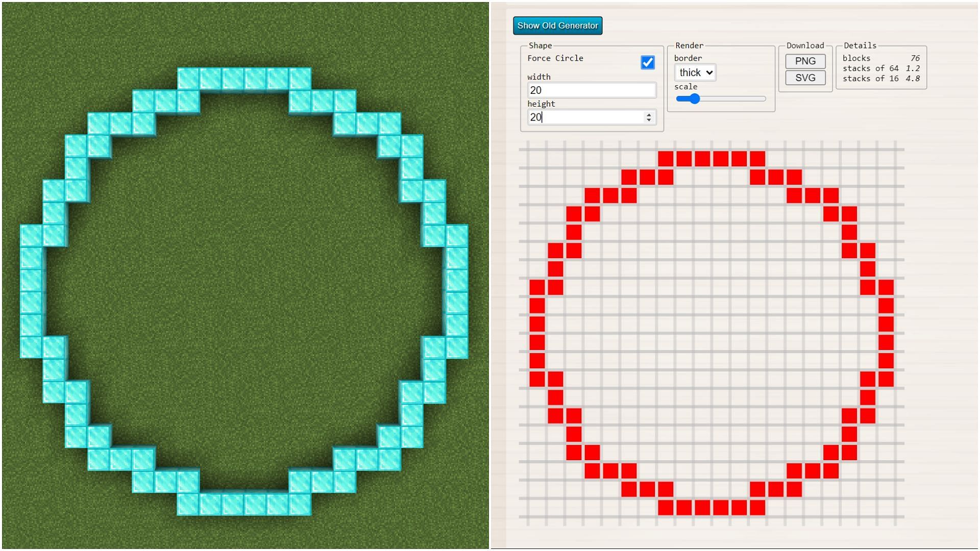 Creating circular structures in Minecraft is extremely easy with circle generators (Image via Sportskeeda)