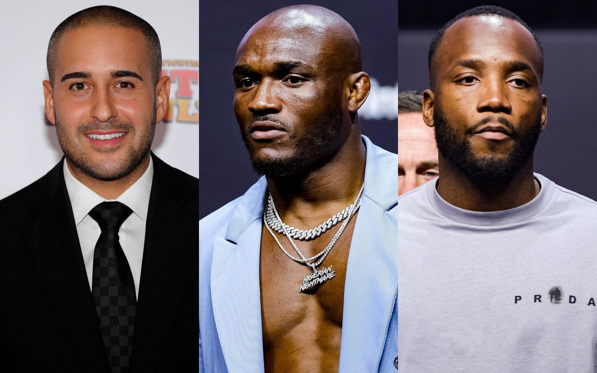 Jon Anik (left); Kamaru Usman (center); Leon Edwards (right)