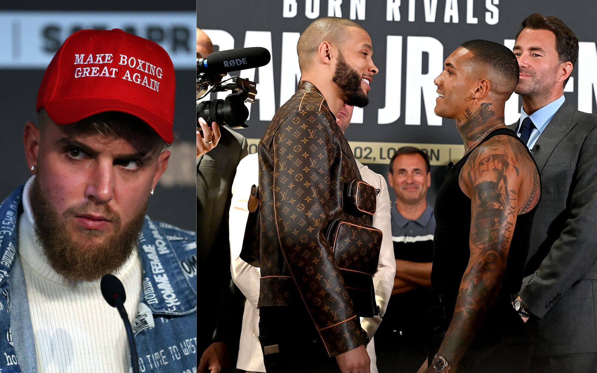 Jake Paul (left) and Chris Eubank Jr. and Conor Benn (right) (Image credits Getty Images)