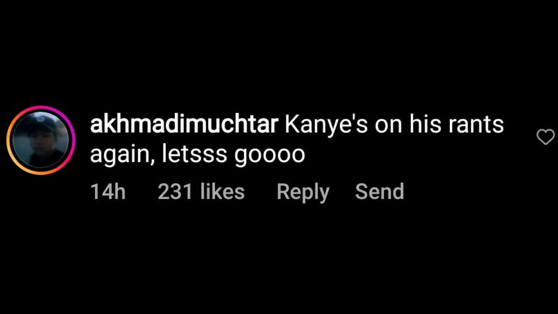 @akhmadimuchtar commented &quot;Kanye&#039;s on his rants again&quot; (Image via @kanyewest / Instagram)