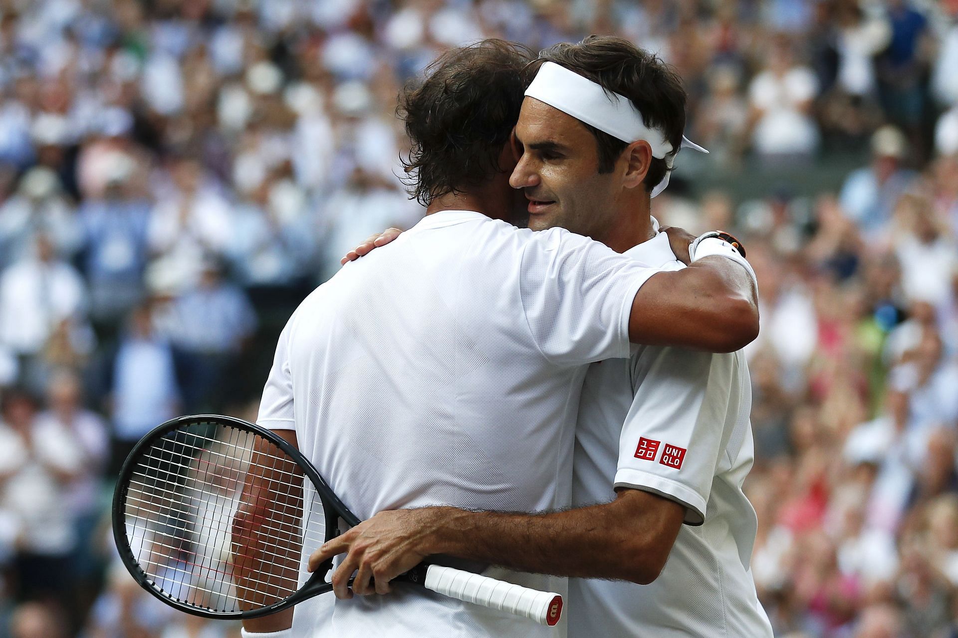 Rafael Nadal and Roger Federer at the 2019 Wimbledon Championships.