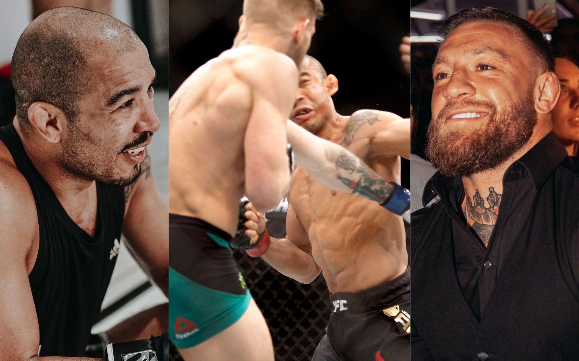 Jose Aldo (Left), Conor McGregor vs. Jose Aldo (Middle), Conor McGregor (Right) [Image courtesy: Getty, @josealdojunioroficial and @thenotoriousmma on Instagram]