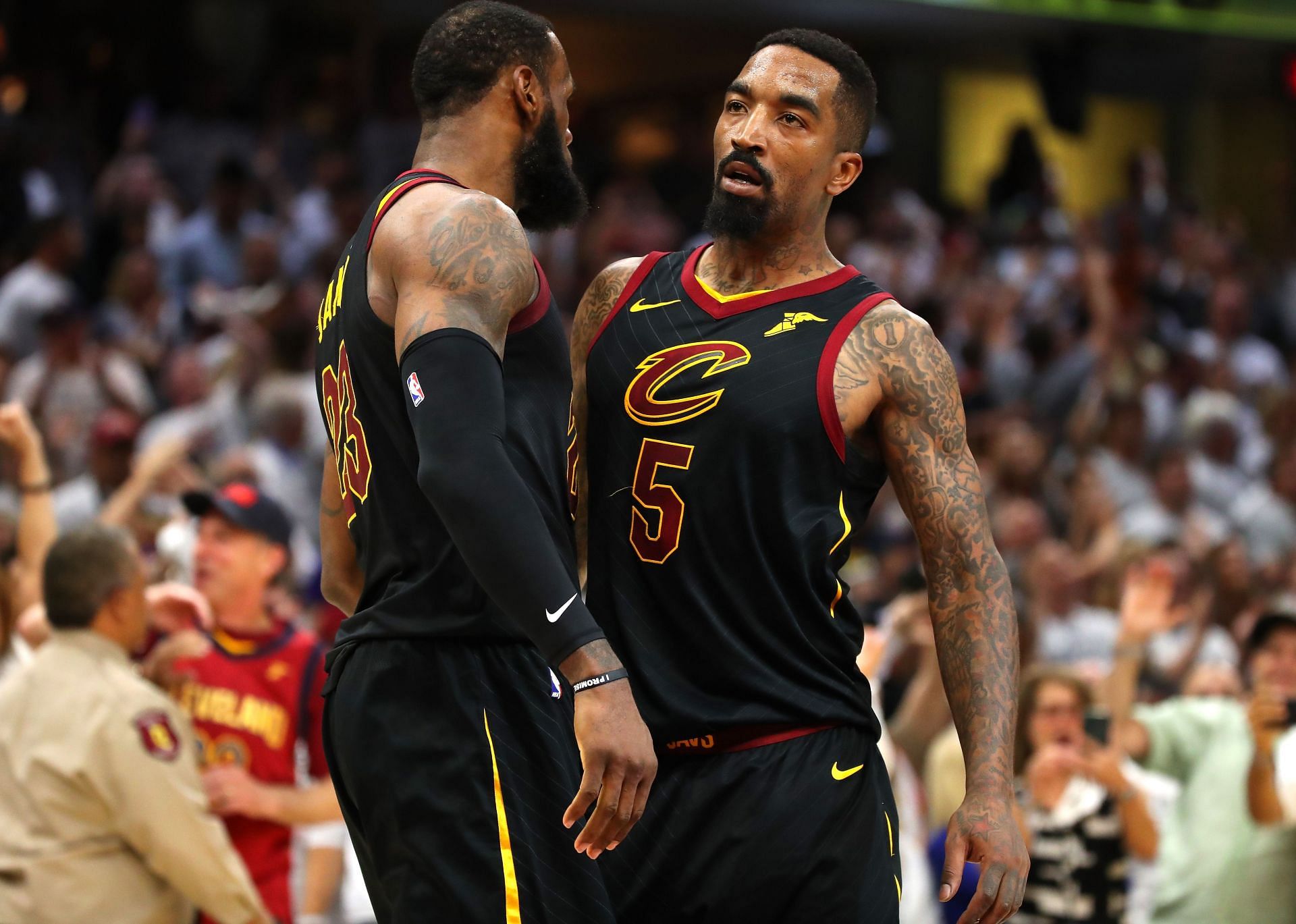 LeBron James and JR Smith of the Cleveland Cavaliers