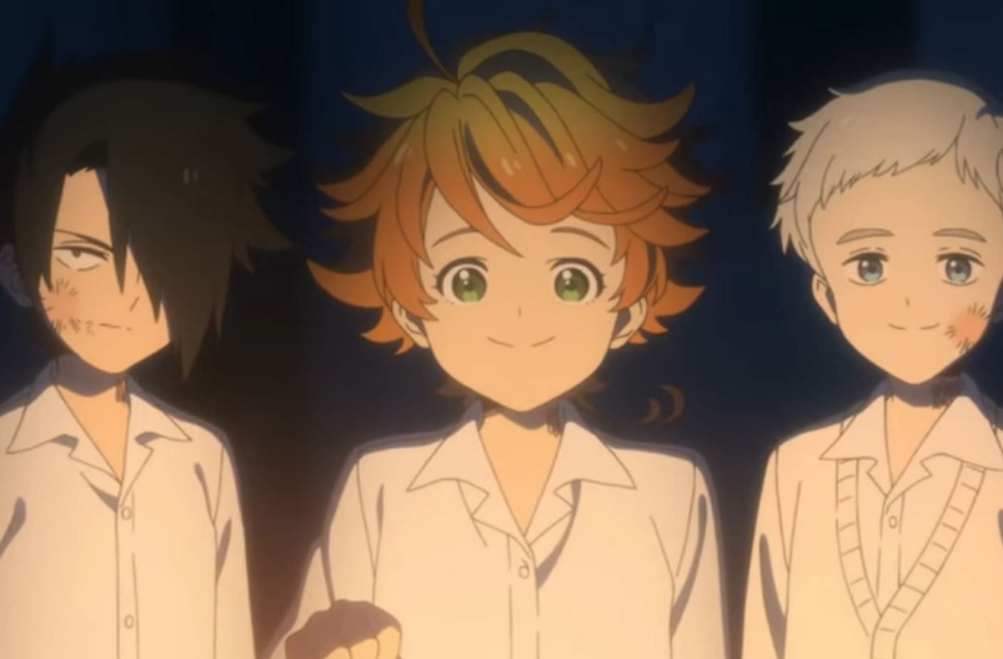 Ray, Emma, and Norman from The Promised Neverland (Image via CloverWorks)