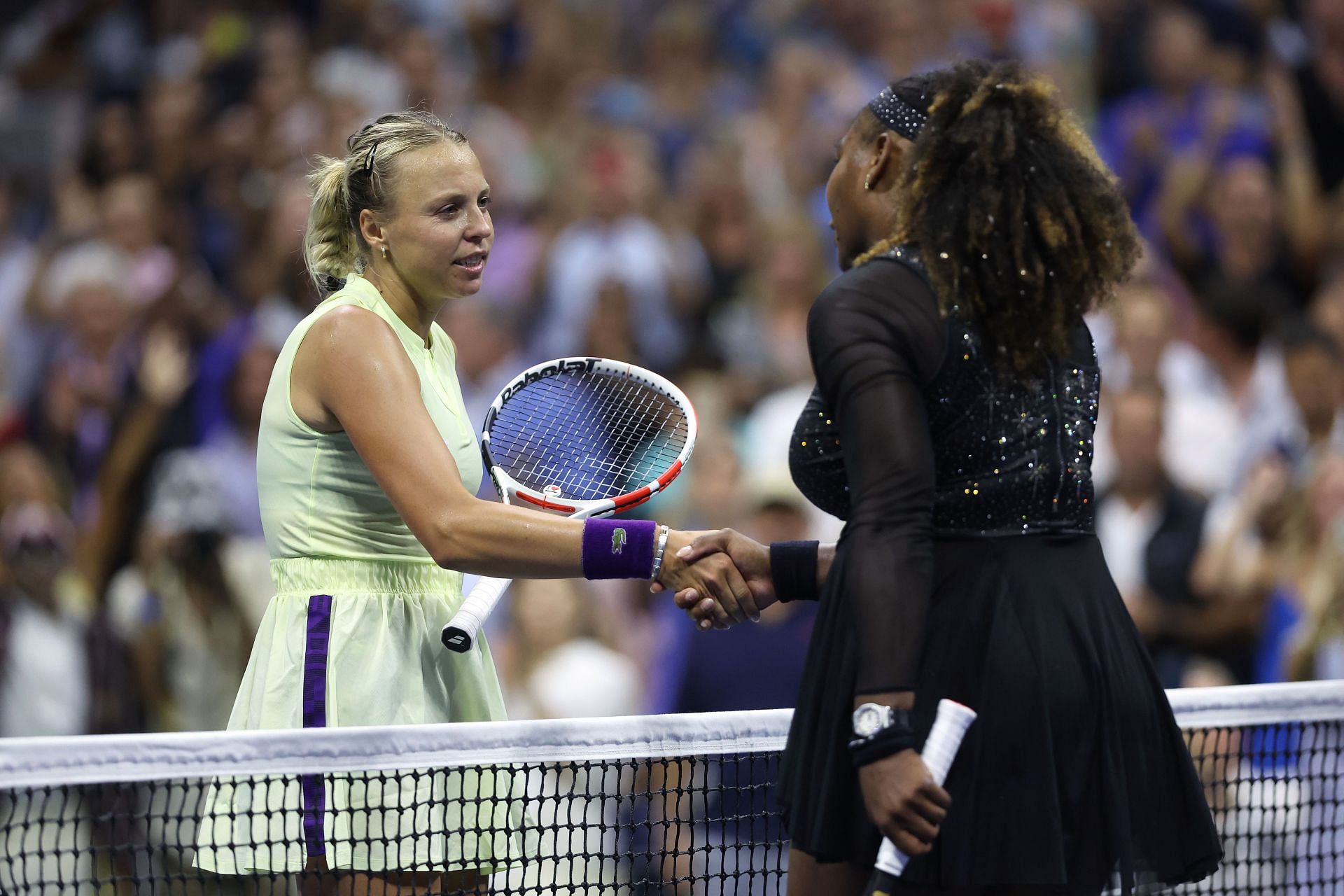 Anett Kontaveit (left) fell short against Serena Williams on Wednesday night.