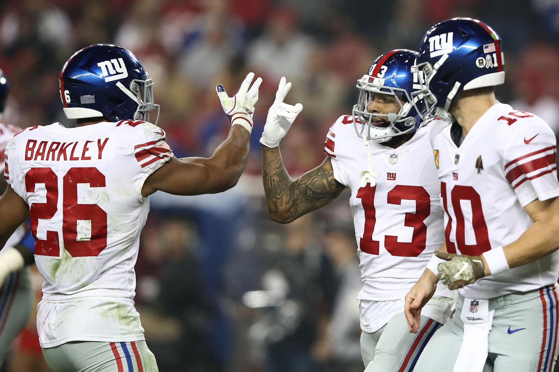 New York Giants' Saquon Barkley working out with Odell Beckham Jr.