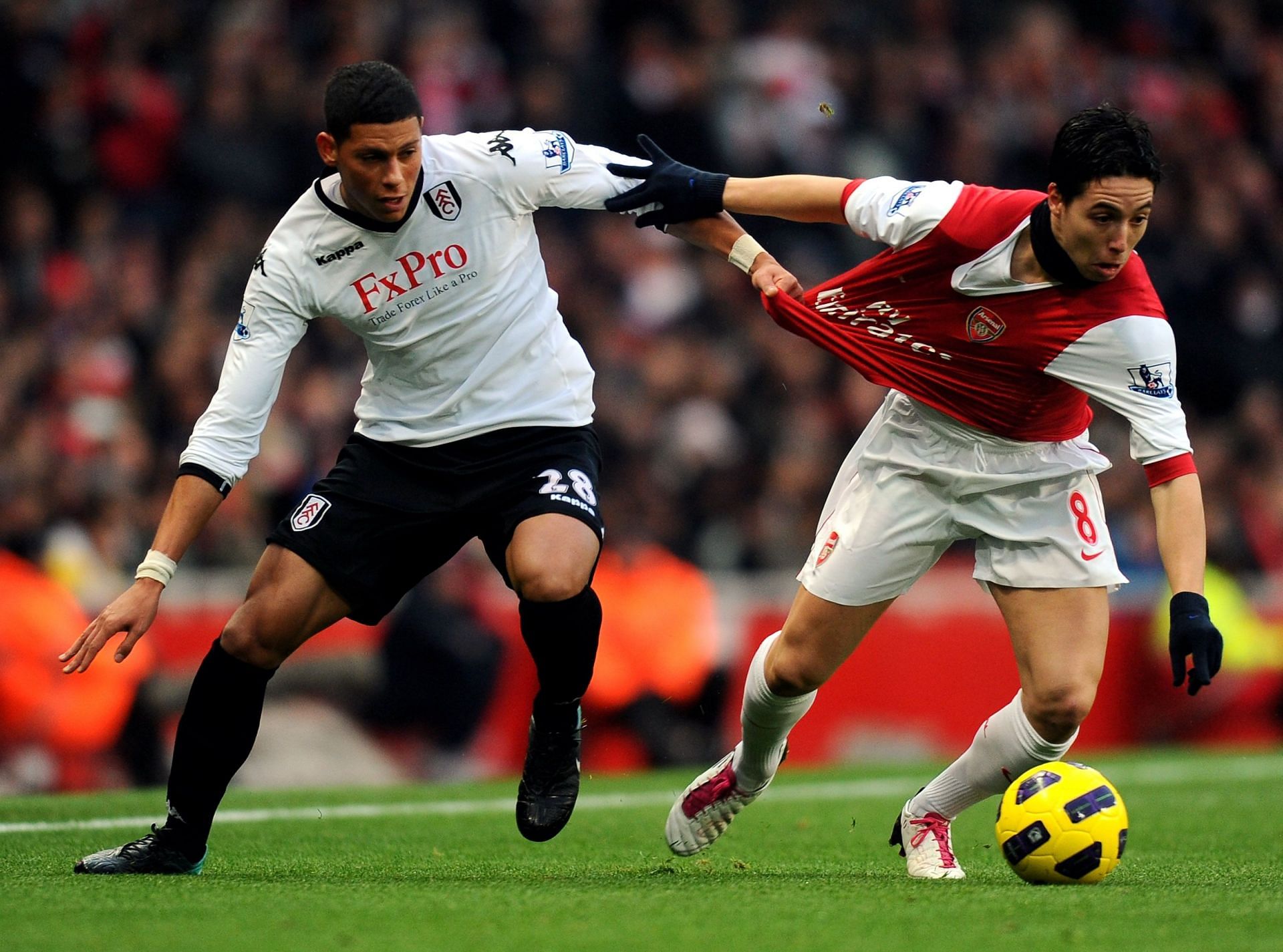 Matthew Briggs in action for Fulham against Arsenal