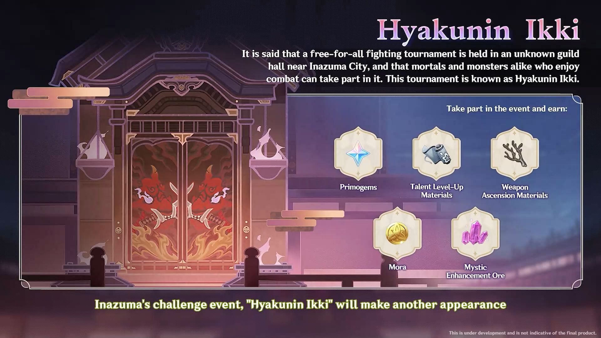 A rerun event of Hyakunin Ikki in version 3.1 (Image via HoYoverse)