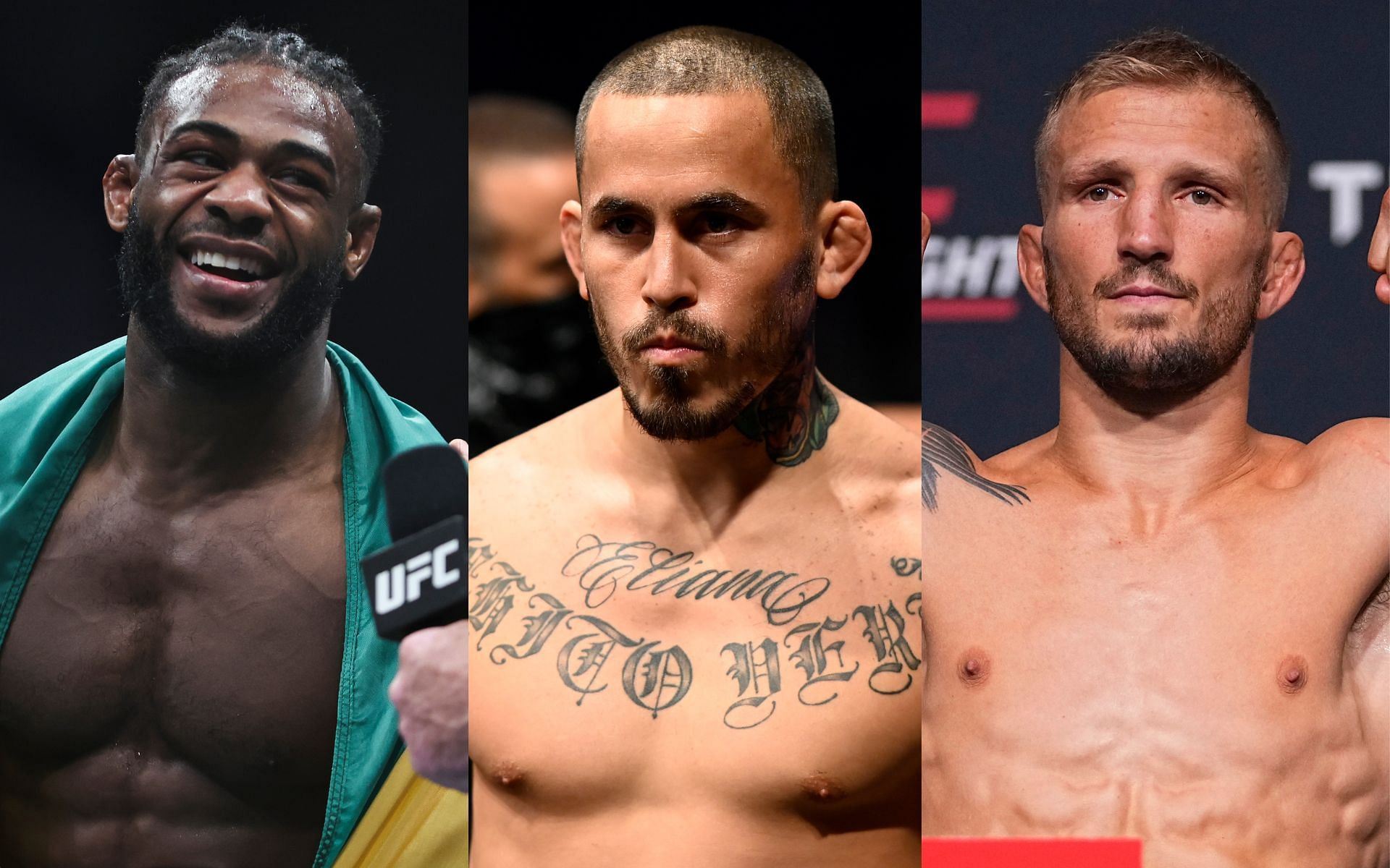 Aljamain Sterling (left), Marlon Vera (center), and T.J. Dillashaw (right). [Images courtesy: all images from Getty Images]