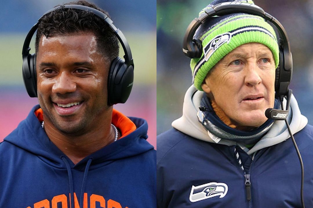 Broncos QB Russell Wilson (l) and his former HC Pete Carroll (r)