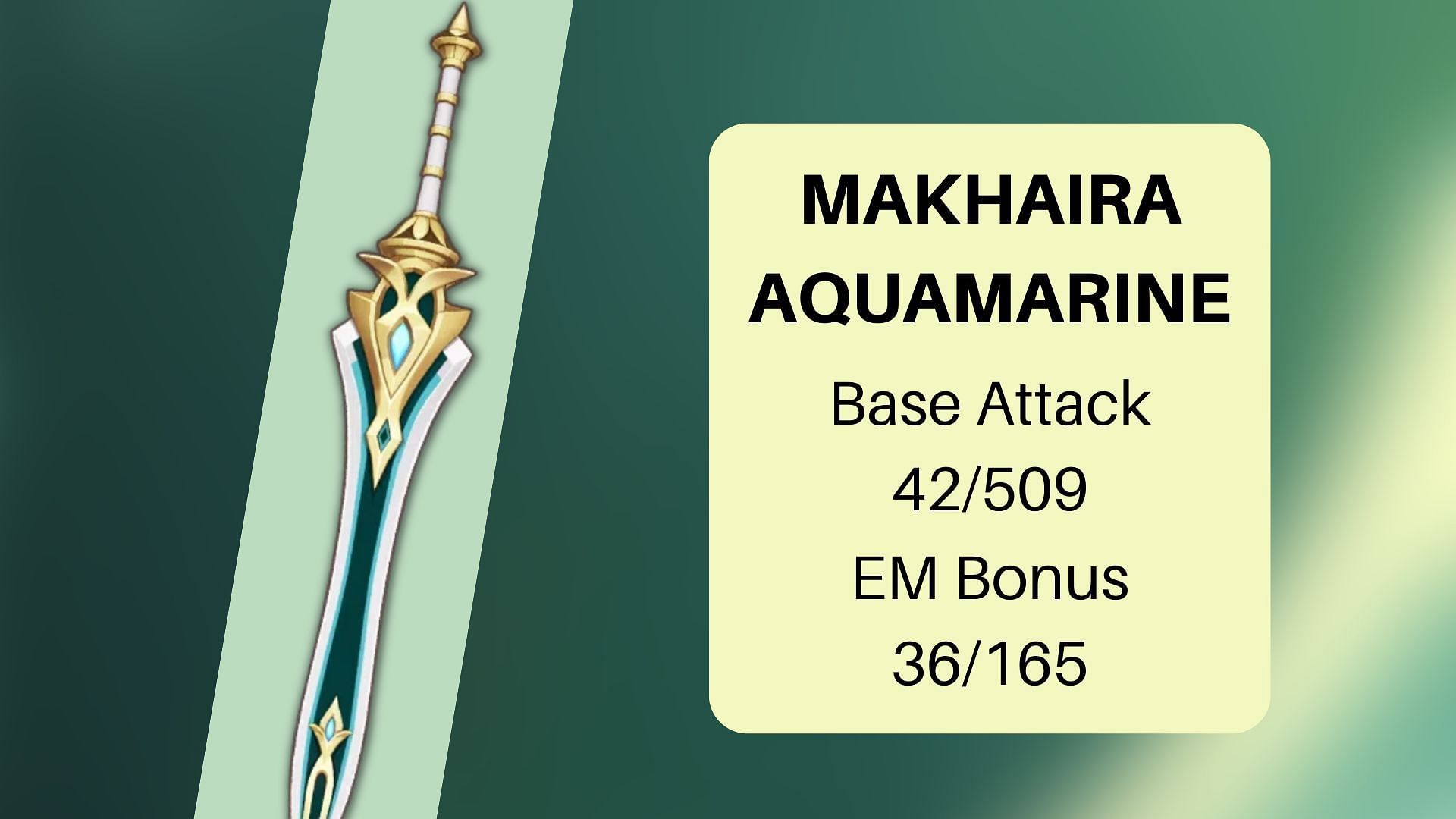 Makhaira Aquamarine and its stats (Image via Genshin Impact)