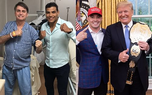 Paulo Costa with Jair Bolsonaro, and Colby Covington with Donald Trump