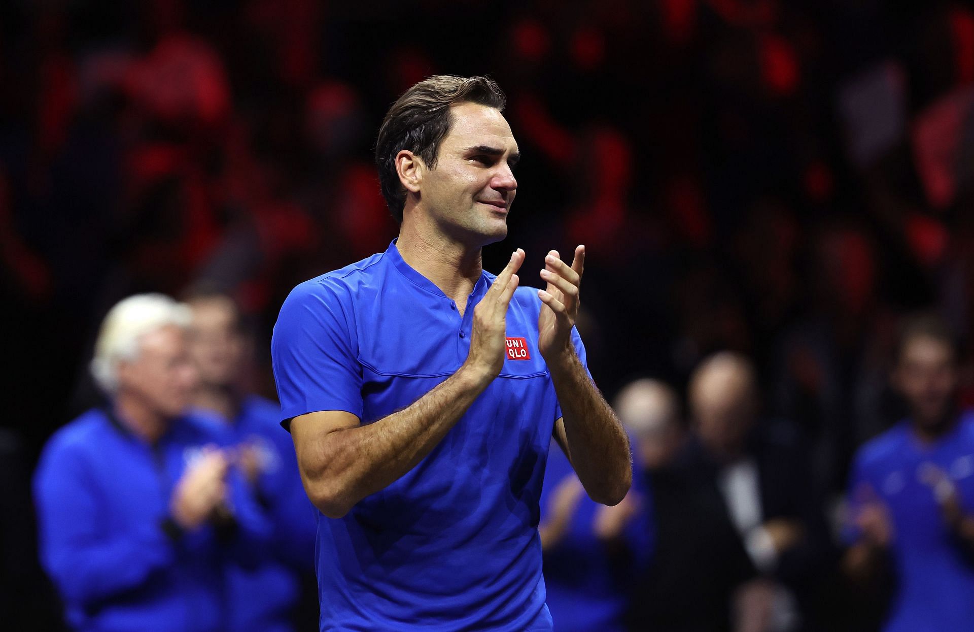 Roger Federer during his farewell at the 2022 Laver Cup
