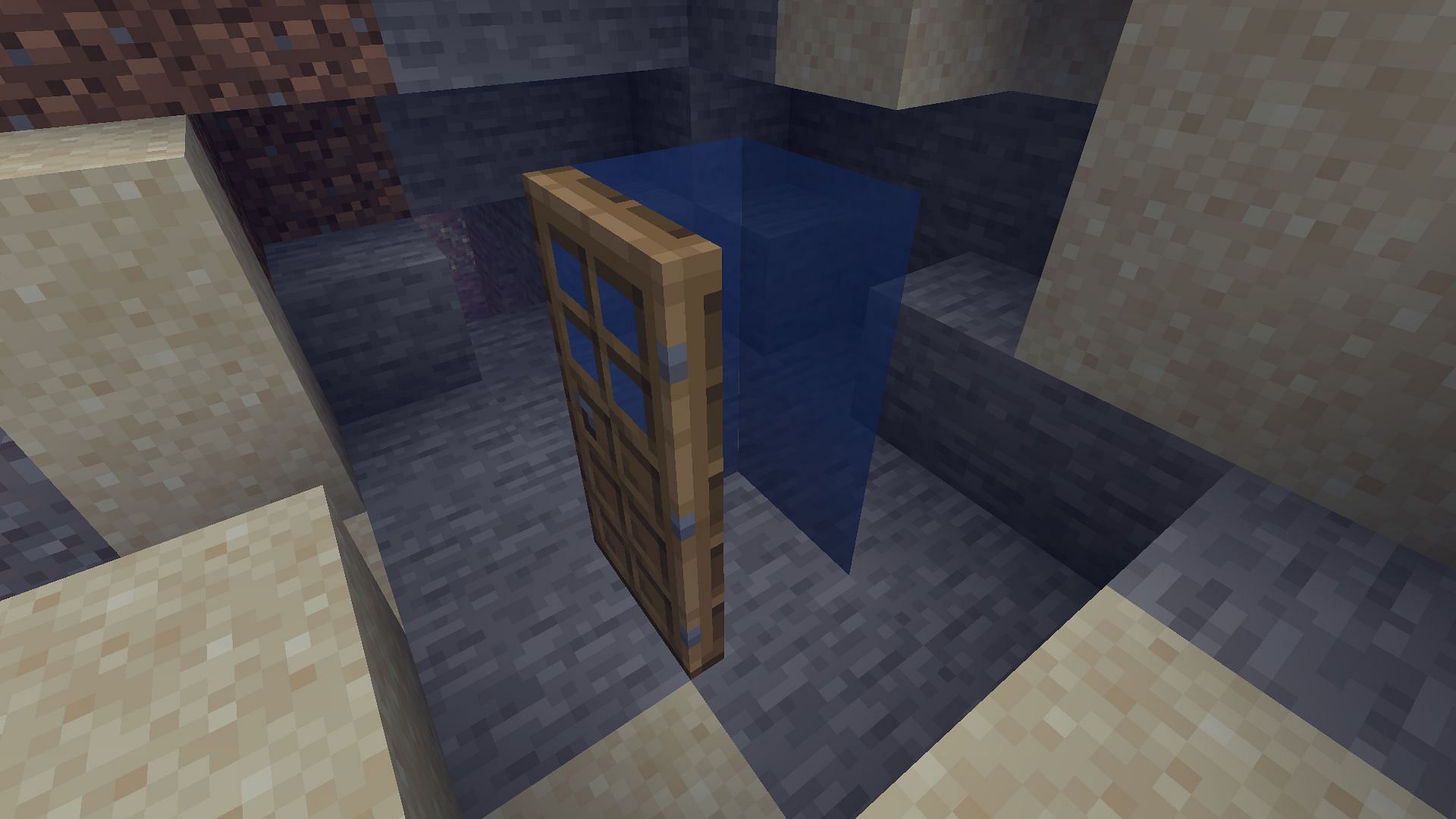 Air pocket made by a door where players can breathe in Minecraft (Image via Mojang)