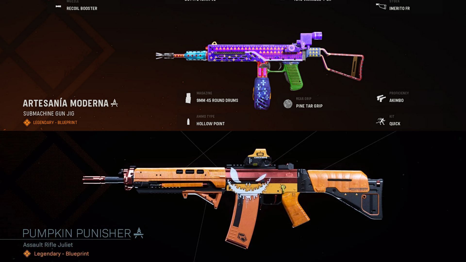 Some available blueprints for Marco 5 and Grau 5.56 in-game (Image via Warzone / Activision)