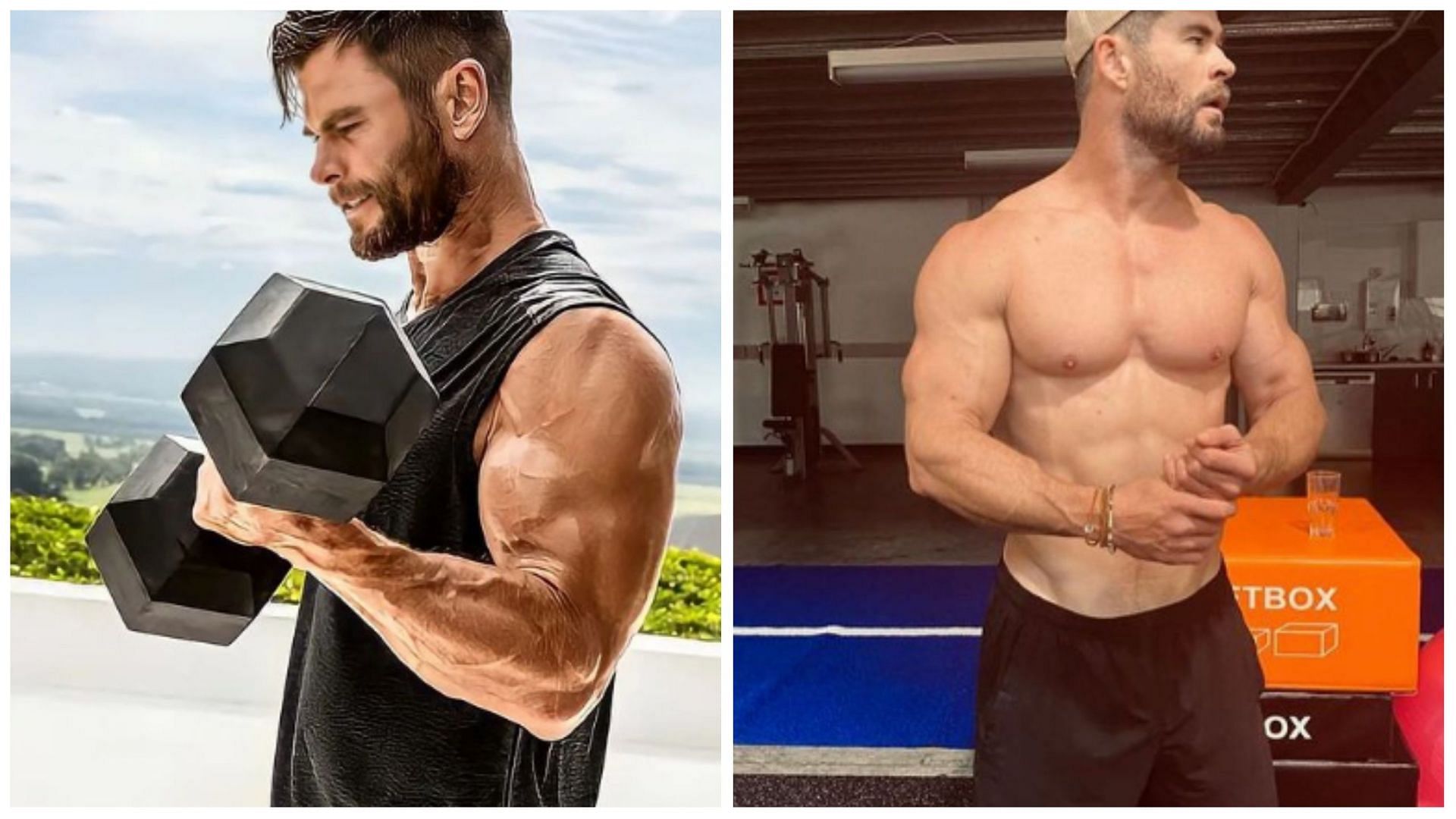 Want to bulk up your muscles like Thor? Try these five dumbbell moves! (Image via Ig @chrishemsworth / @chris_hemsworth_fan819)