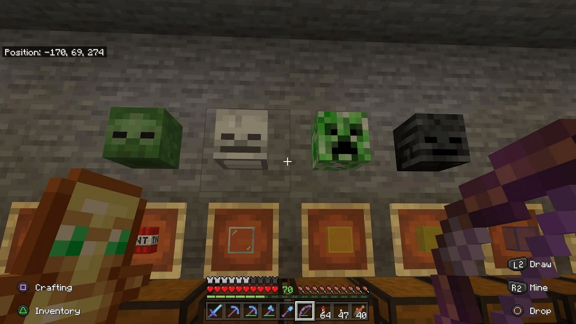 Various mob heads that can be obtained in Minecraft (Image via bigmark9a/Reddit)