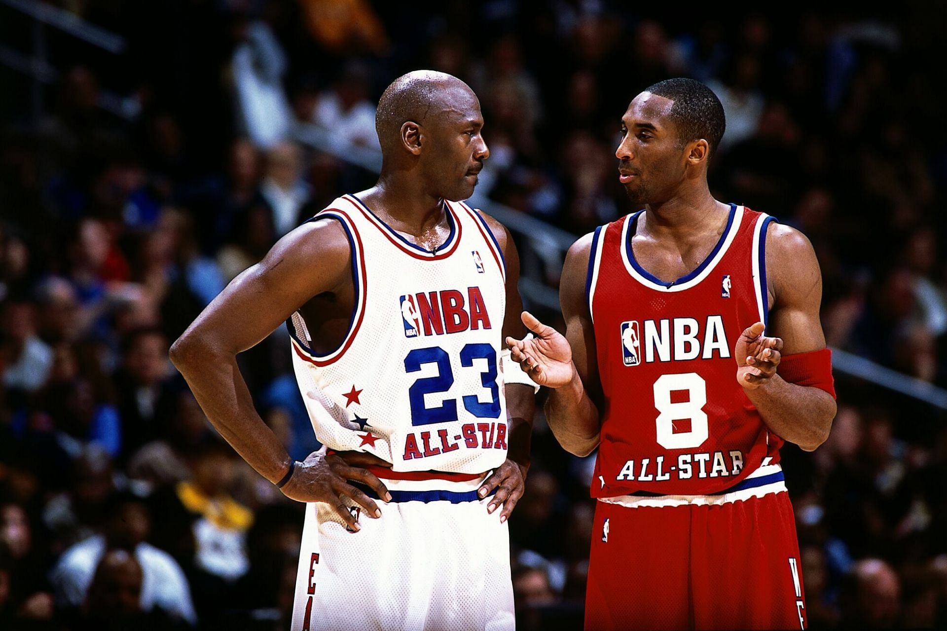 Micael Jordan and Kobe Bryant during an All-Star game.