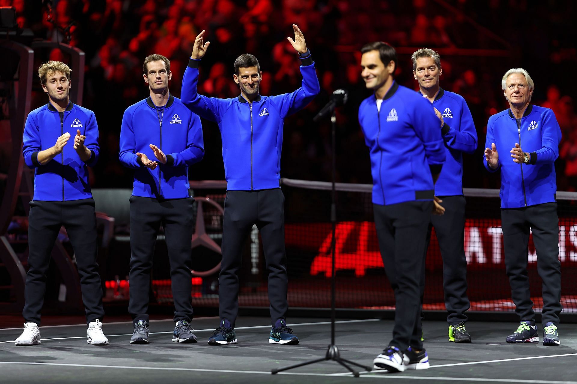 Roger Federer during the Laver Cup. Photo by Julian Finney/Getty Images for Laver Cup