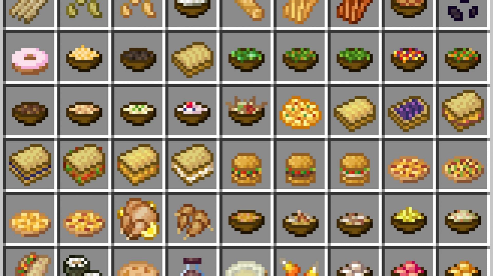 This mod adds loads of custom food items and crops in Minecraft (Image via CurseForge)
