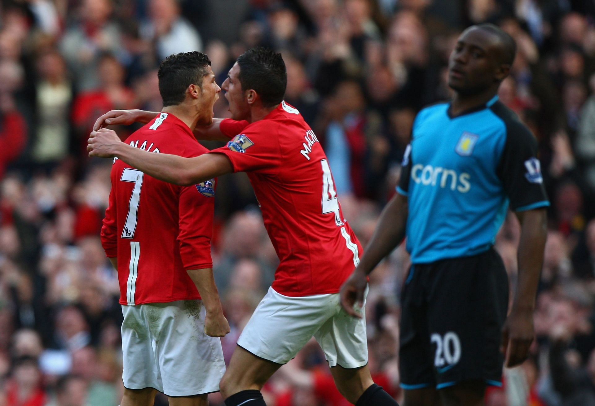 Federico Macheda and Cristiano Ronaldo in action for Manchester United