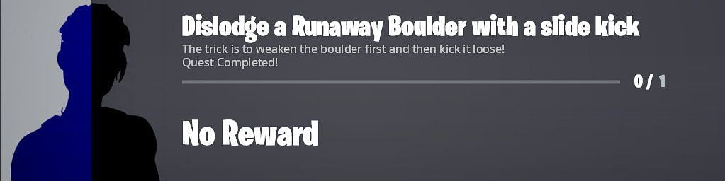 Dislodge a Runaway Boulder with a slide kick to earn 20,000 XP in Fortnite (Image via Twitter/iFireMonkey)