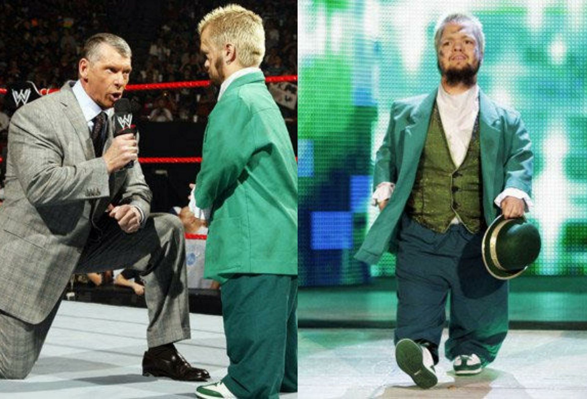 Hornswoggle tried to evade the embarrassment by biting Vince's a**