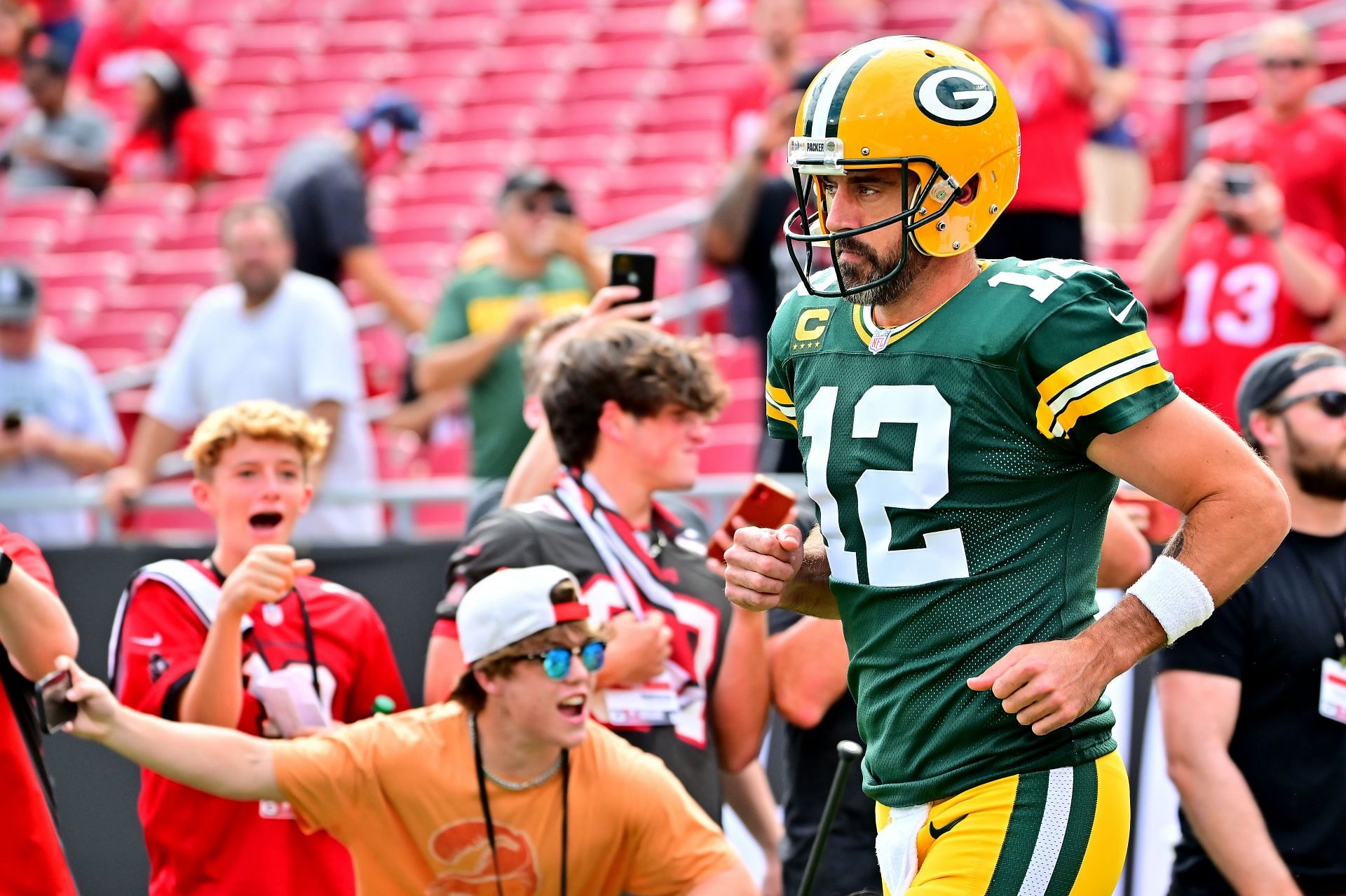 Aaron Rodgers Saw Something He Shouldn't Have on Bucs Jumbotron