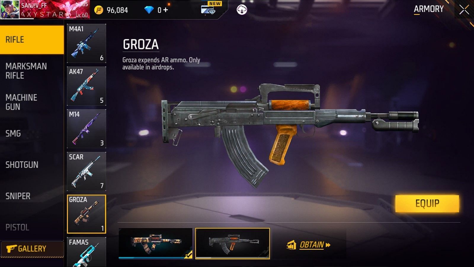 Groza is extensively popular in the community (Image via Garena)