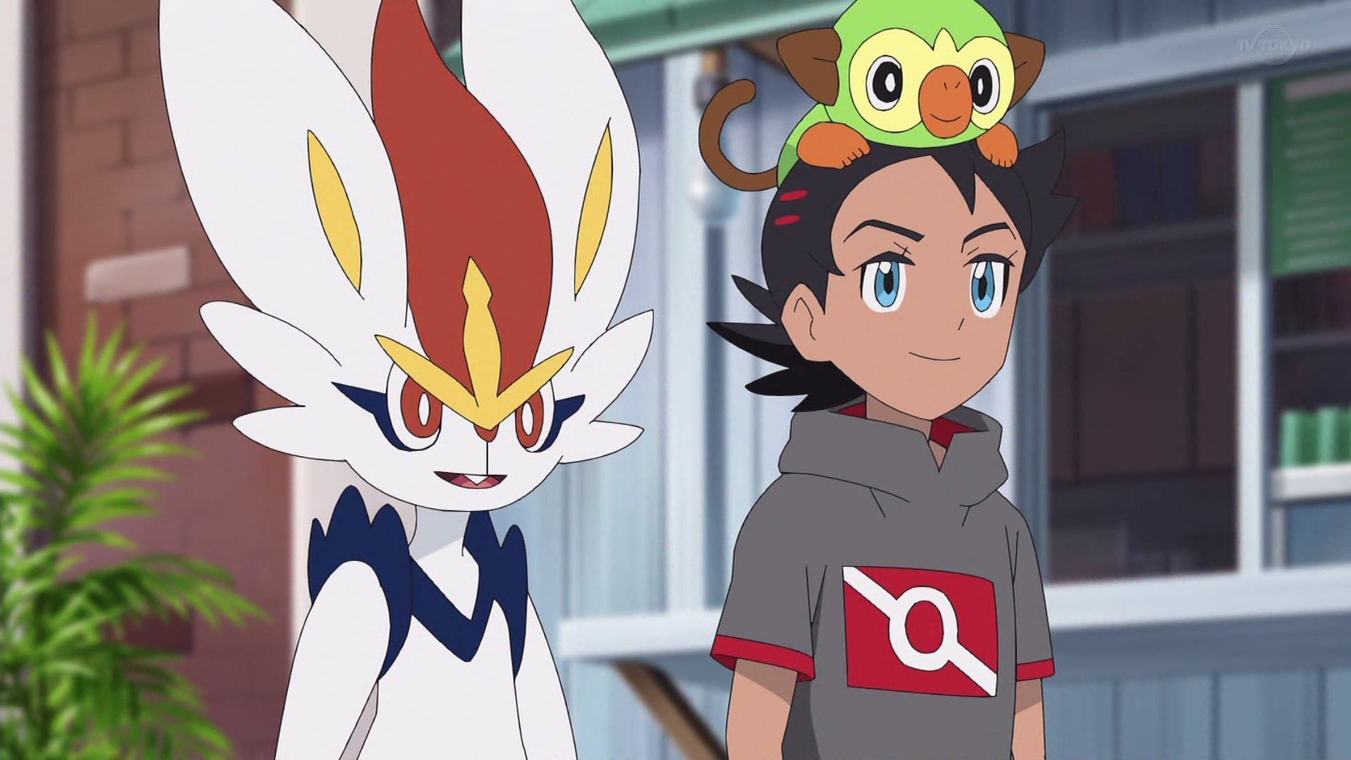 Goh, Cinderace, and Grookey in the preview of Pokemon Journeys episode 127 (Image via OLM Incorporated)