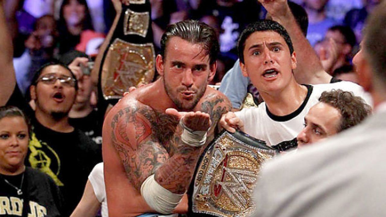 CM Punk blowing a kiss goodbye at WWE MITB 2011